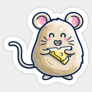 Mouse And Cheese Kawaii Cute Sticker